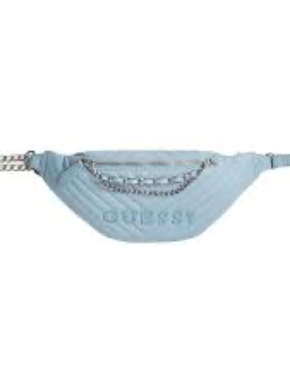 🍁3/$10🍁GUESS Quilted Pale Blue Crossbody Belt Bag Silver Chain-Missing '?'